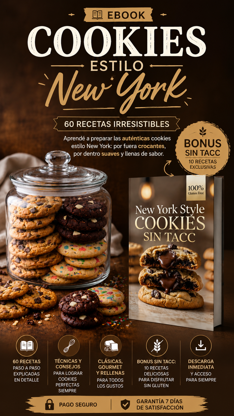 Cookies Estilo New York + Bonus SIN TACC